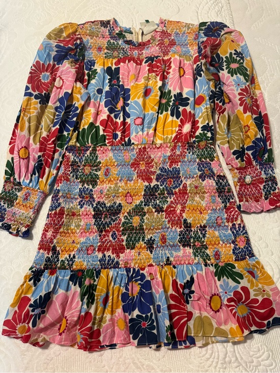 FARM Rio Dresses & Skirts - FARM Rio Multicolor Floral Smocked Mini Dress - Pink, Blue, Yellow, Red
